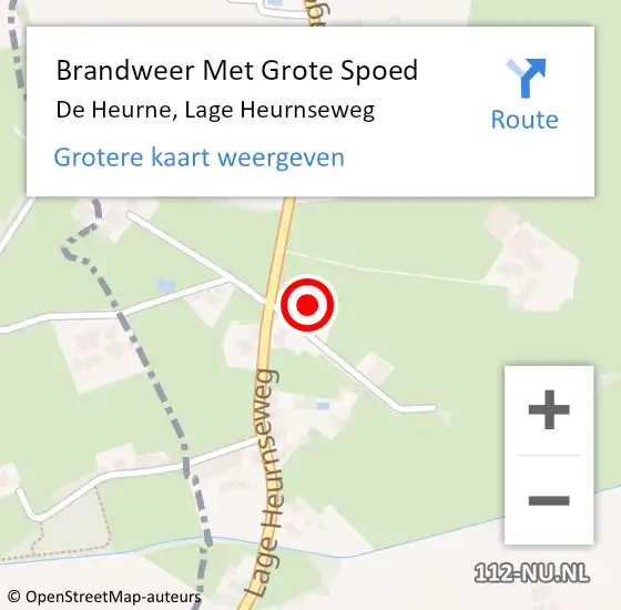 Locatie op kaart van de 112 melding: Brandweer Met Grote Spoed Naar De Heurne, Lage Heurnseweg op 4 oktober 2015 11:28