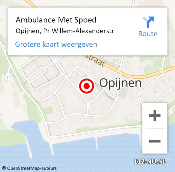 Locatie op kaart van de 112 melding: Ambulance Met Spoed Naar Opijnen, Pr Willem-Alexanderstr op 4 oktober 2015 11:43