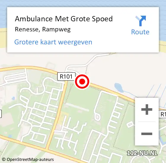 Locatie op kaart van de 112 melding: Ambulance Met Grote Spoed Naar Renesse, Rampweg op 4 oktober 2015 13:08