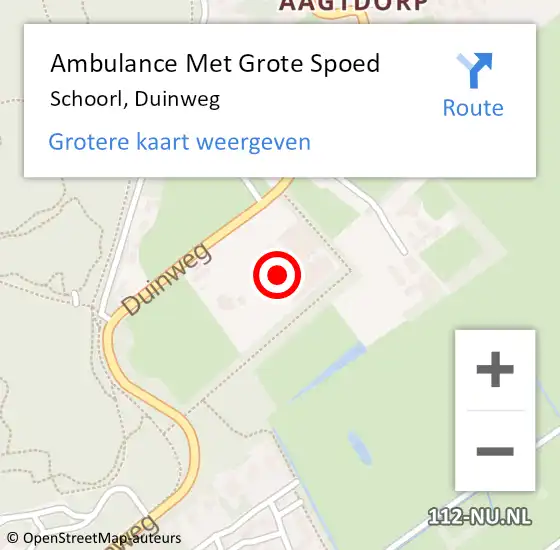 Locatie op kaart van de 112 melding: Ambulance Met Grote Spoed Naar Schoorl, Duinweg op 4 oktober 2015 14:26