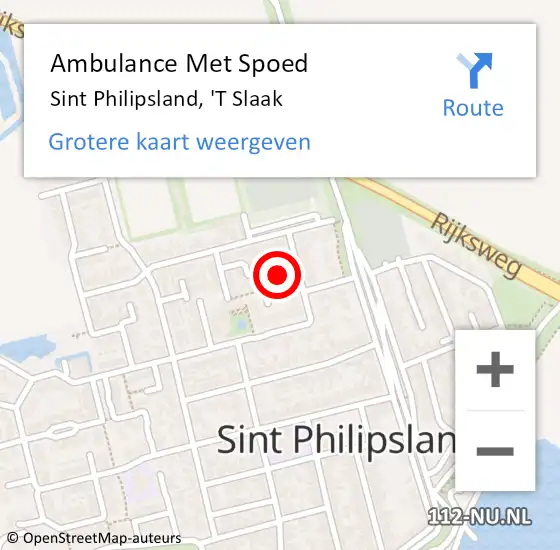 Locatie op kaart van de 112 melding: Ambulance Met Spoed Naar Sint Philipsland, 'T Slaak op 4 oktober 2015 14:35