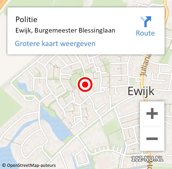 Locatie op kaart van de 112 melding: Politie Ewijk, Burgemeester Blessinglaan op 22 november 2013 14:41