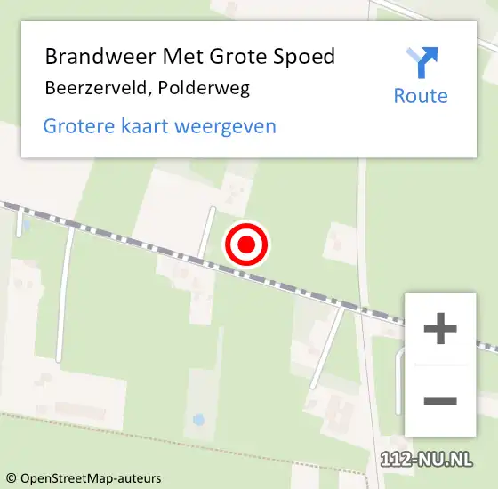 Locatie op kaart van de 112 melding: Brandweer Met Grote Spoed Naar Beerzerveld, Polderweg op 4 oktober 2015 15:45