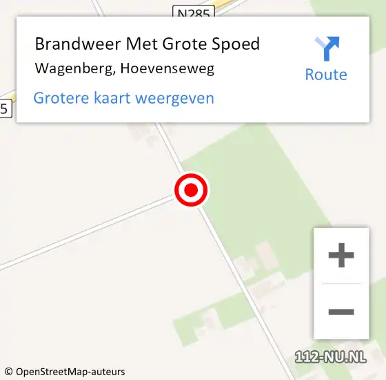 Locatie op kaart van de 112 melding: Brandweer Met Grote Spoed Naar Wagenberg, Hoevenseweg op 4 oktober 2015 16:35