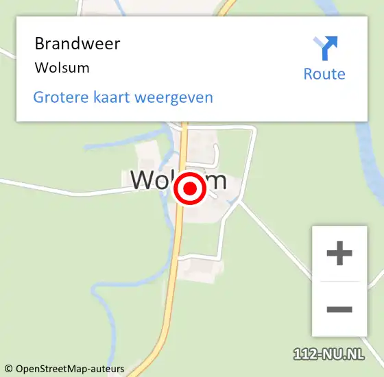 Locatie op kaart van de 112 melding: Brandweer Wolsum op 4 oktober 2015 18:24