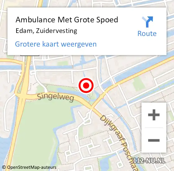 Locatie op kaart van de 112 melding: Ambulance Met Grote Spoed Naar Edam, Zuidervesting op 4 oktober 2015 18:36