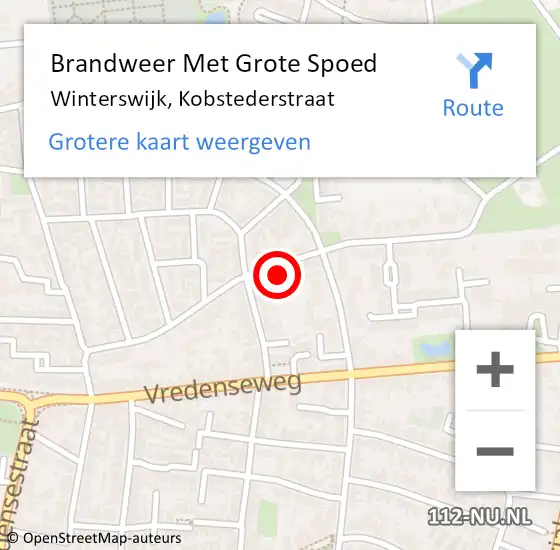 Locatie op kaart van de 112 melding: Brandweer Met Grote Spoed Naar Winterswijk, Kobstederstraat op 22 november 2013 15:03