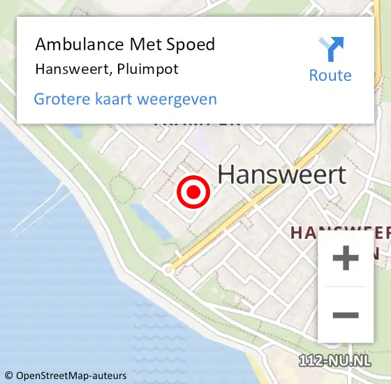 Locatie op kaart van de 112 melding: Ambulance Met Spoed Naar Hansweert, Pluimpot op 4 oktober 2015 20:14