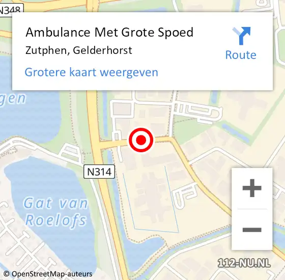 Locatie op kaart van de 112 melding: Ambulance Met Grote Spoed Naar Zutphen, Gelderhorst op 4 oktober 2015 21:08