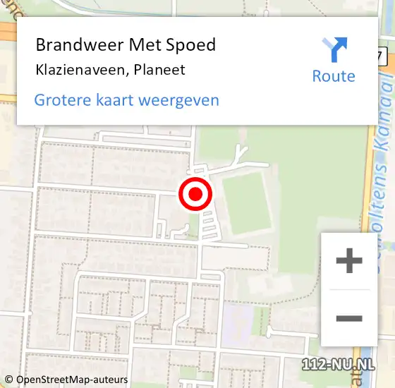 Locatie op kaart van de 112 melding: Brandweer Met Spoed Naar Klazienaveen, Planeet op 4 oktober 2015 22:34