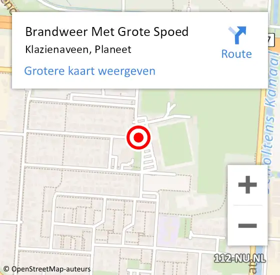 Locatie op kaart van de 112 melding: Brandweer Met Grote Spoed Naar Klazienaveen, Planeet op 4 oktober 2015 22:35