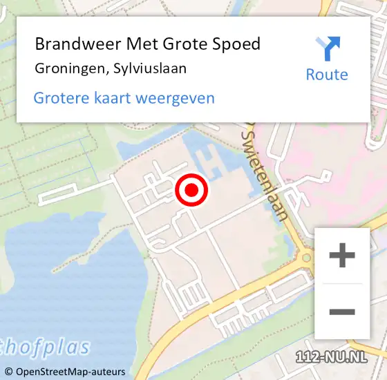 Locatie op kaart van de 112 melding: Brandweer Met Grote Spoed Naar Groningen, Sylviuslaan op 5 oktober 2015 08:34