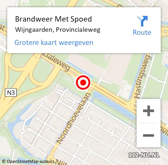 Locatie op kaart van de 112 melding: Brandweer Met Spoed Naar Wijngaarden, Provincialeweg op 5 oktober 2015 09:50