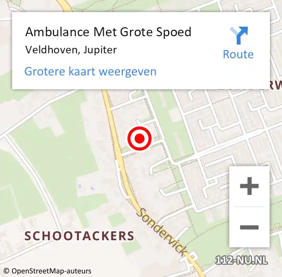 Locatie op kaart van de 112 melding: Ambulance Met Grote Spoed Naar Veldhoven, Jupiter op 5 oktober 2015 09:52