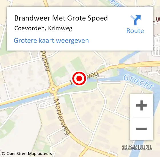 Locatie op kaart van de 112 melding: Brandweer Met Grote Spoed Naar Coevorden, Krimweg op 5 oktober 2015 09:58