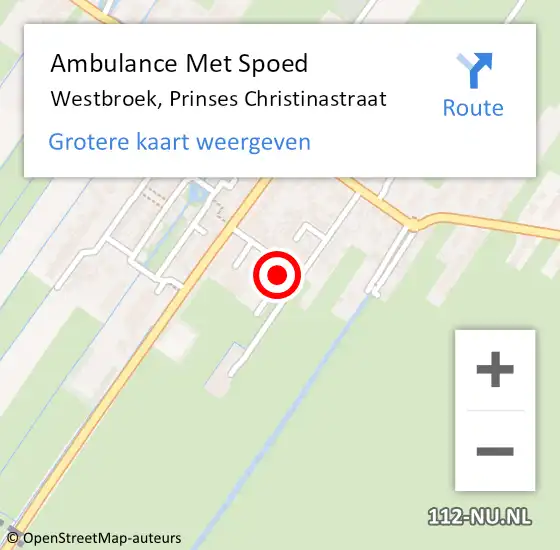 Locatie op kaart van de 112 melding: Ambulance Met Spoed Naar Westbroek, Prinses Christinastraat op 5 oktober 2015 09:59