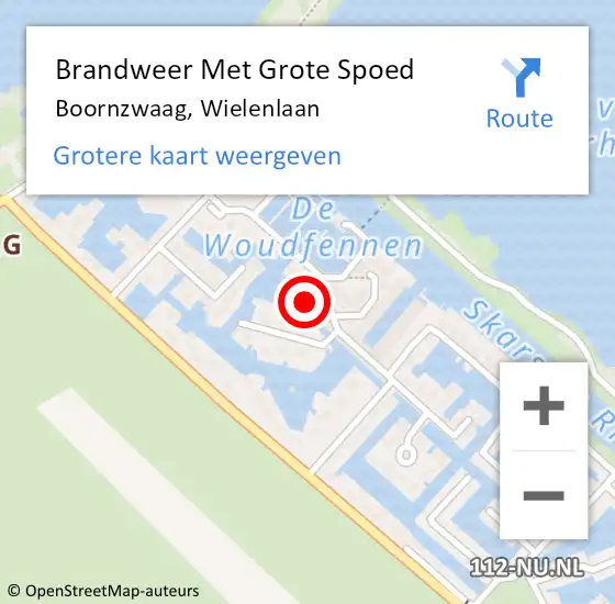 Locatie op kaart van de 112 melding: Brandweer Met Grote Spoed Naar Boornzwaag, Wielenlaan op 5 oktober 2015 10:04