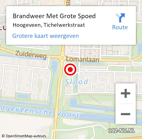 Locatie op kaart van de 112 melding: Brandweer Met Grote Spoed Naar Hoogeveen, Tichelwerkstraat op 5 oktober 2015 10:47