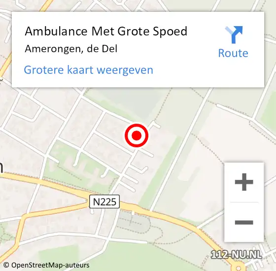 Locatie op kaart van de 112 melding: Ambulance Met Grote Spoed Naar Amerongen, de Del op 5 oktober 2015 10:51