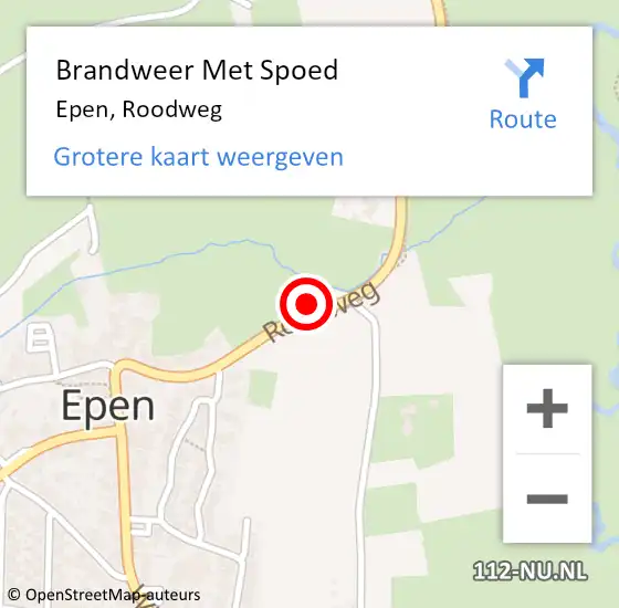 Locatie op kaart van de 112 melding: Brandweer Met Spoed Naar Epen, Roodweg op 5 oktober 2015 12:18