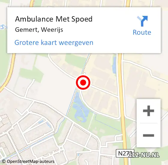 Locatie op kaart van de 112 melding: Ambulance Met Spoed Naar Gemert, Weerijs op 5 oktober 2015 12:22