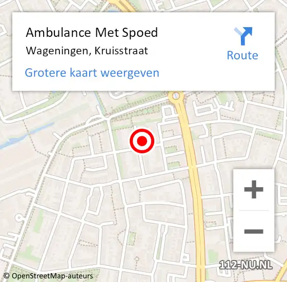 Locatie op kaart van de 112 melding: Ambulance Met Spoed Naar Wageningen, Kruisstraat op 5 oktober 2015 13:12