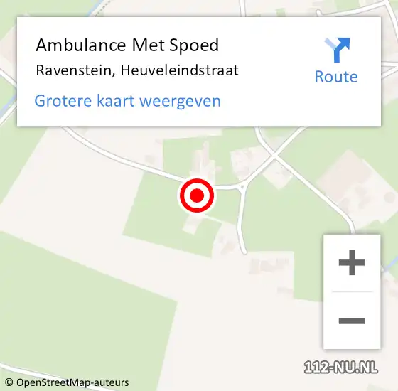 Locatie op kaart van de 112 melding: Ambulance Met Spoed Naar Ravenstein, Heuveleindstraat op 5 oktober 2015 14:18