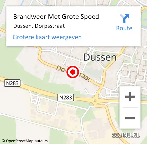 Locatie op kaart van de 112 melding: Brandweer Met Grote Spoed Naar Dussen, Dorpsstraat op 5 oktober 2015 16:37