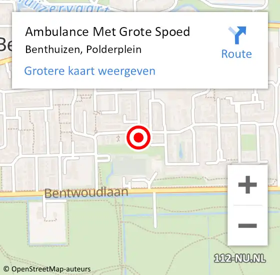 Locatie op kaart van de 112 melding: Ambulance Met Grote Spoed Naar Benthuizen, Polderplein op 5 oktober 2015 16:59