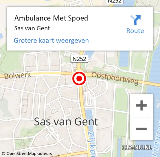 Locatie op kaart van de 112 melding: Ambulance Met Spoed Naar Sas van Gent op 5 oktober 2015 17:01