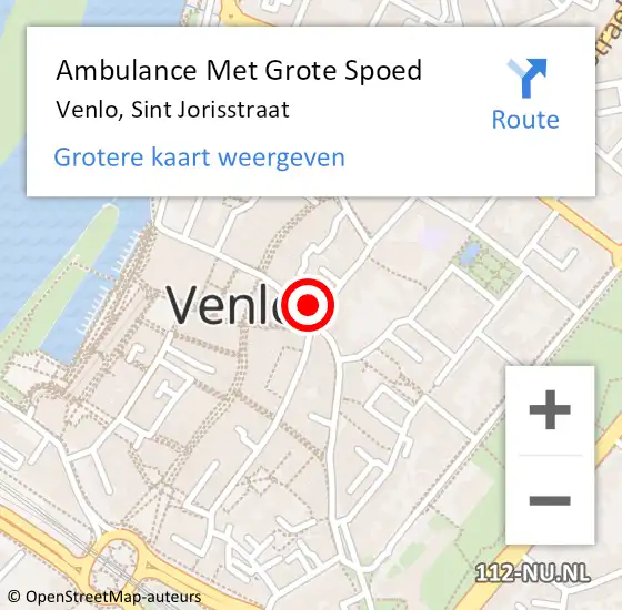 Locatie op kaart van de 112 melding: Ambulance Met Grote Spoed Naar Venlo, Sint Jorisstraat op 5 oktober 2015 19:57