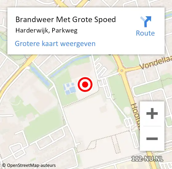 Locatie op kaart van de 112 melding: Brandweer Met Grote Spoed Naar Harderwijk, Parkweg op 5 oktober 2015 20:40