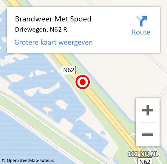 Locatie op kaart van de 112 melding: Brandweer Met Spoed Naar Driewegen, N62 R op 5 oktober 2015 22:14