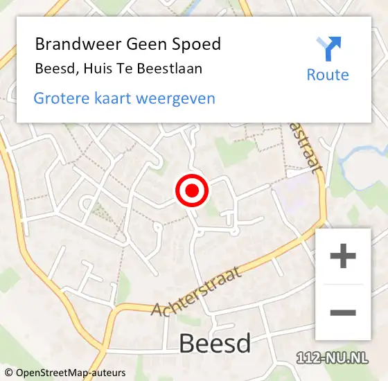 Locatie op kaart van de 112 melding: Brandweer Geen Spoed Naar Beesd, Huis Te Beestlaan op 6 oktober 2015 09:21