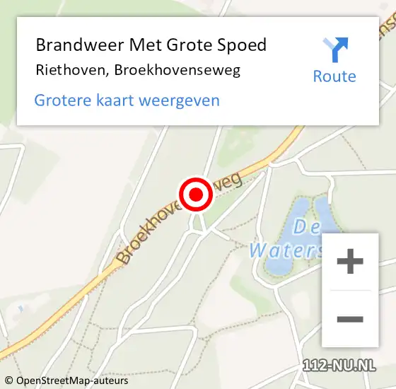 Locatie op kaart van de 112 melding: Brandweer Met Grote Spoed Naar Riethoven, Broekhovenseweg op 6 oktober 2015 09:50