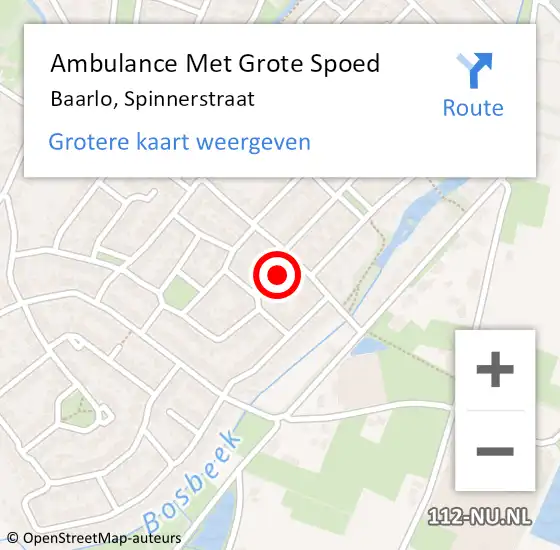 Locatie op kaart van de 112 melding: Ambulance Met Grote Spoed Naar Baarlo, Spinnerstraat op 22 november 2013 17:52