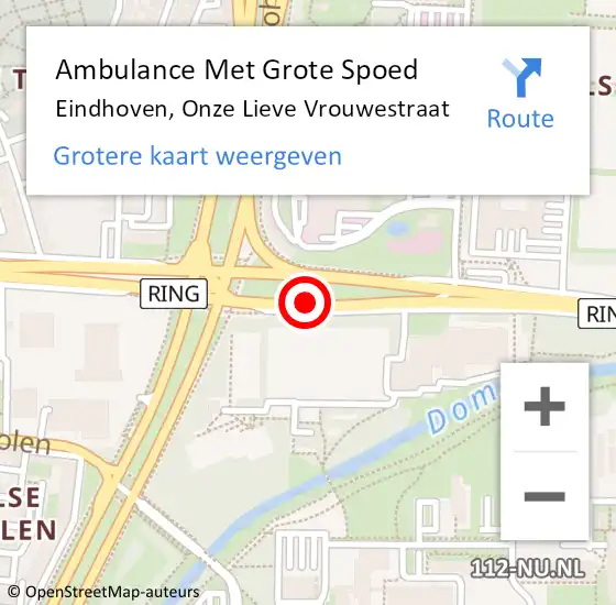 Locatie op kaart van de 112 melding: Ambulance Met Grote Spoed Naar Eindhoven, Onze Lieve Vrouwestraat op 6 oktober 2015 10:47