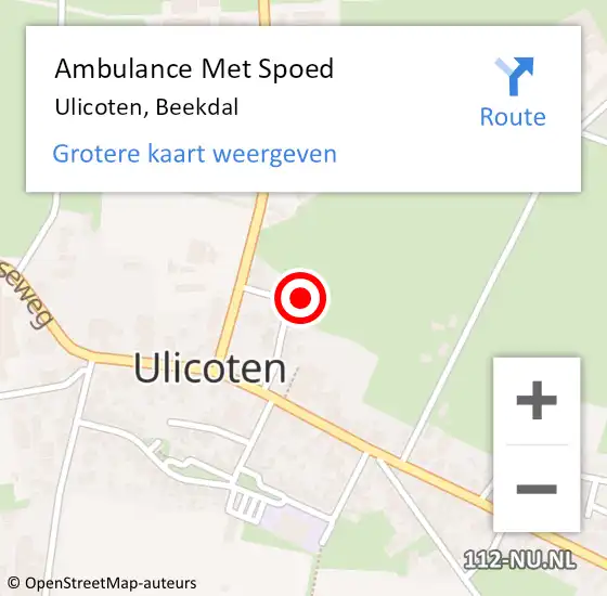 Locatie op kaart van de 112 melding: Ambulance Met Spoed Naar Ulicoten, Beekdal op 6 oktober 2015 11:24