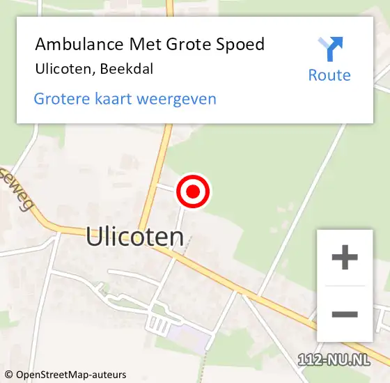 Locatie op kaart van de 112 melding: Ambulance Met Grote Spoed Naar Ulicoten, Beekdal op 6 oktober 2015 11:28