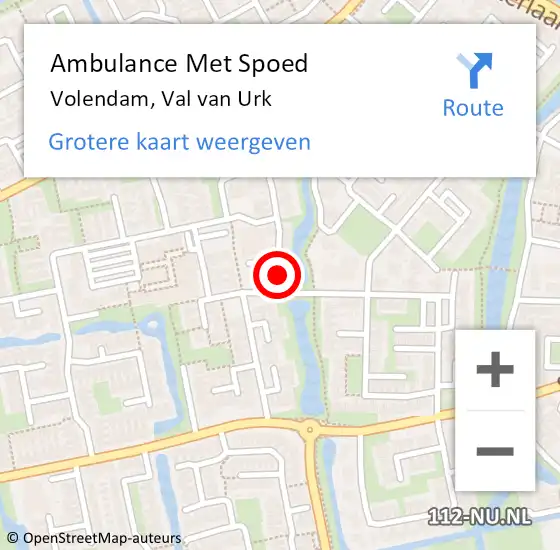 Locatie op kaart van de 112 melding: Ambulance Met Spoed Naar Volendam, Val Van Urk op 6 oktober 2015 12:28