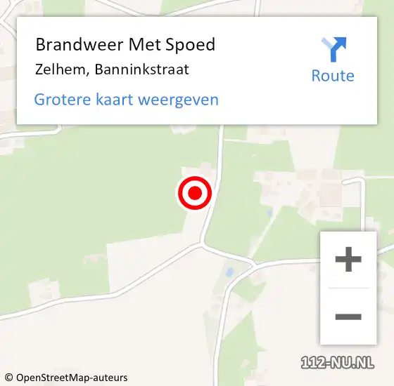 Locatie op kaart van de 112 melding: Brandweer Met Spoed Naar Zelhem, Banninkstraat op 6 oktober 2015 13:32