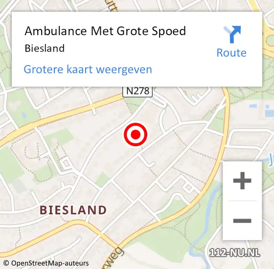 Locatie op kaart van de 112 melding: Ambulance Met Grote Spoed Naar Biesland op 22 november 2013 18:24