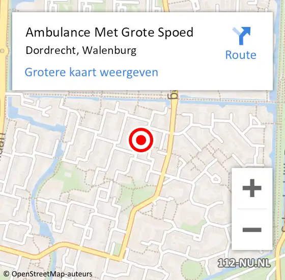 Locatie op kaart van de 112 melding: Ambulance Met Grote Spoed Naar Dordrecht, Walenburg op 6 oktober 2015 14:09