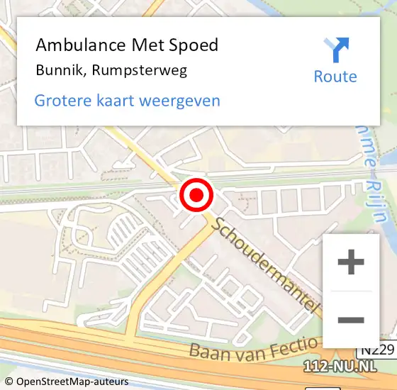 Locatie op kaart van de 112 melding: Ambulance Met Spoed Naar Bunnik, Rumpsterweg op 6 oktober 2015 14:19