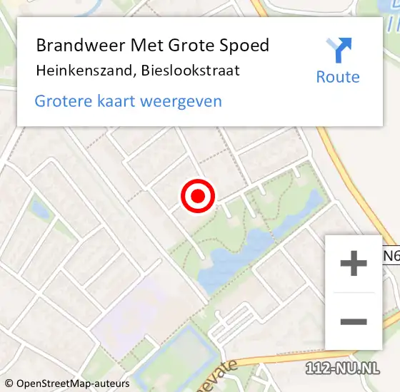 Locatie op kaart van de 112 melding: Brandweer Met Grote Spoed Naar Heinkenszand, Bieslookstraat op 6 oktober 2015 14:30