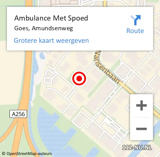 Locatie op kaart van de 112 melding: Ambulance Met Spoed Naar Goes, Amundsenweg op 6 oktober 2015 15:10