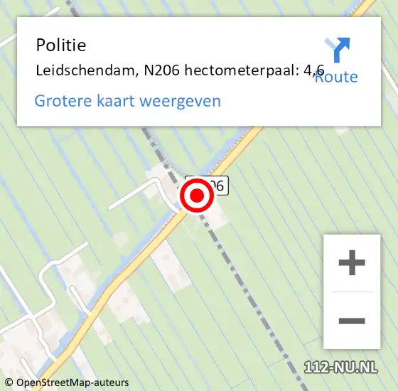 Locatie op kaart van de 112 melding: Politie Leidschendam, N206 hectometerpaal: 4,6 op 22 november 2013 18:49