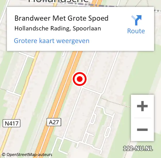 Locatie op kaart van de 112 melding: Brandweer Met Grote Spoed Naar Hollandsche Rading, Spoorlaan op 22 november 2013 19:08