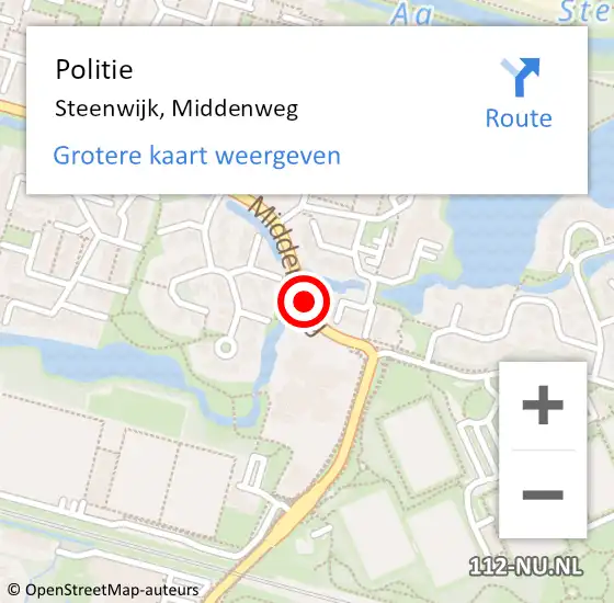 Locatie op kaart van de 112 melding: Politie Steenwijk, Middenweg op 6 oktober 2015 19:03