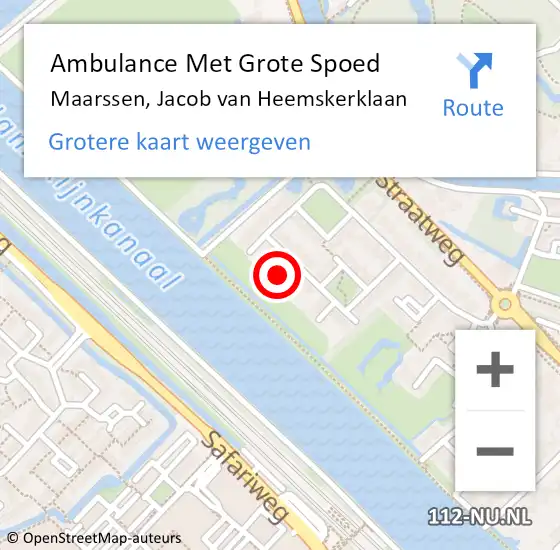 Locatie op kaart van de 112 melding: Ambulance Met Grote Spoed Naar Maarssen, Jacob van Heemskerklaan op 22 november 2013 19:35